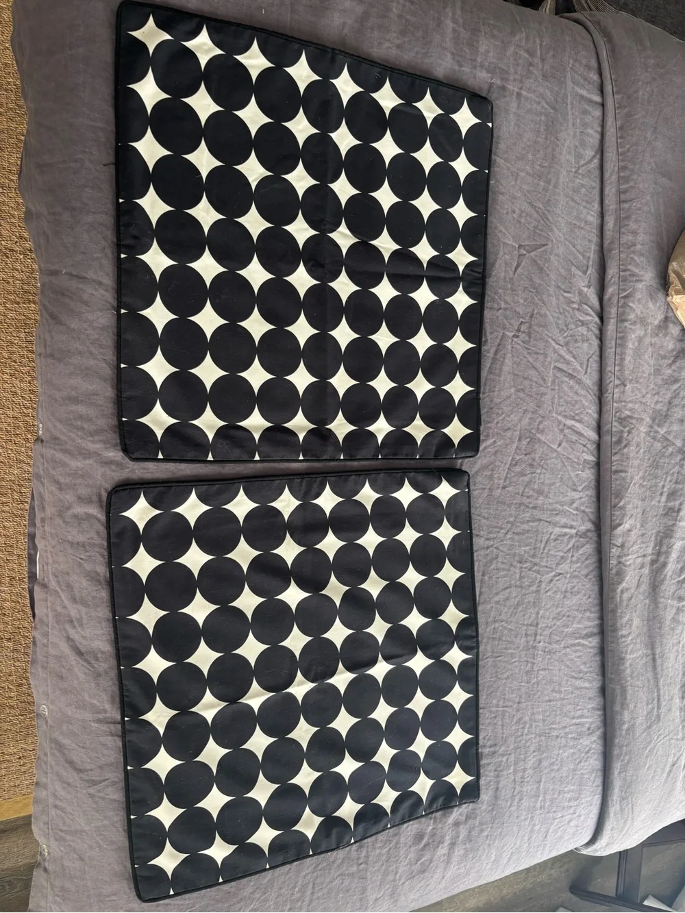 Marimekko mid-century danish design black and white dot pattern pillow covers